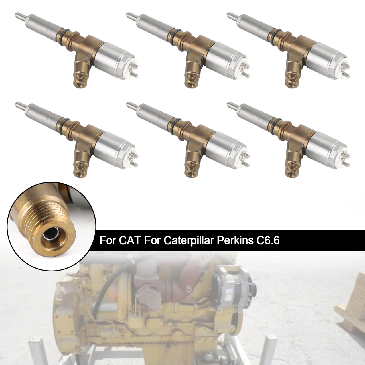 6PCS CAT Caterpillar Perkins C6.6 320-0680 Fuel Injectors 2645A747
