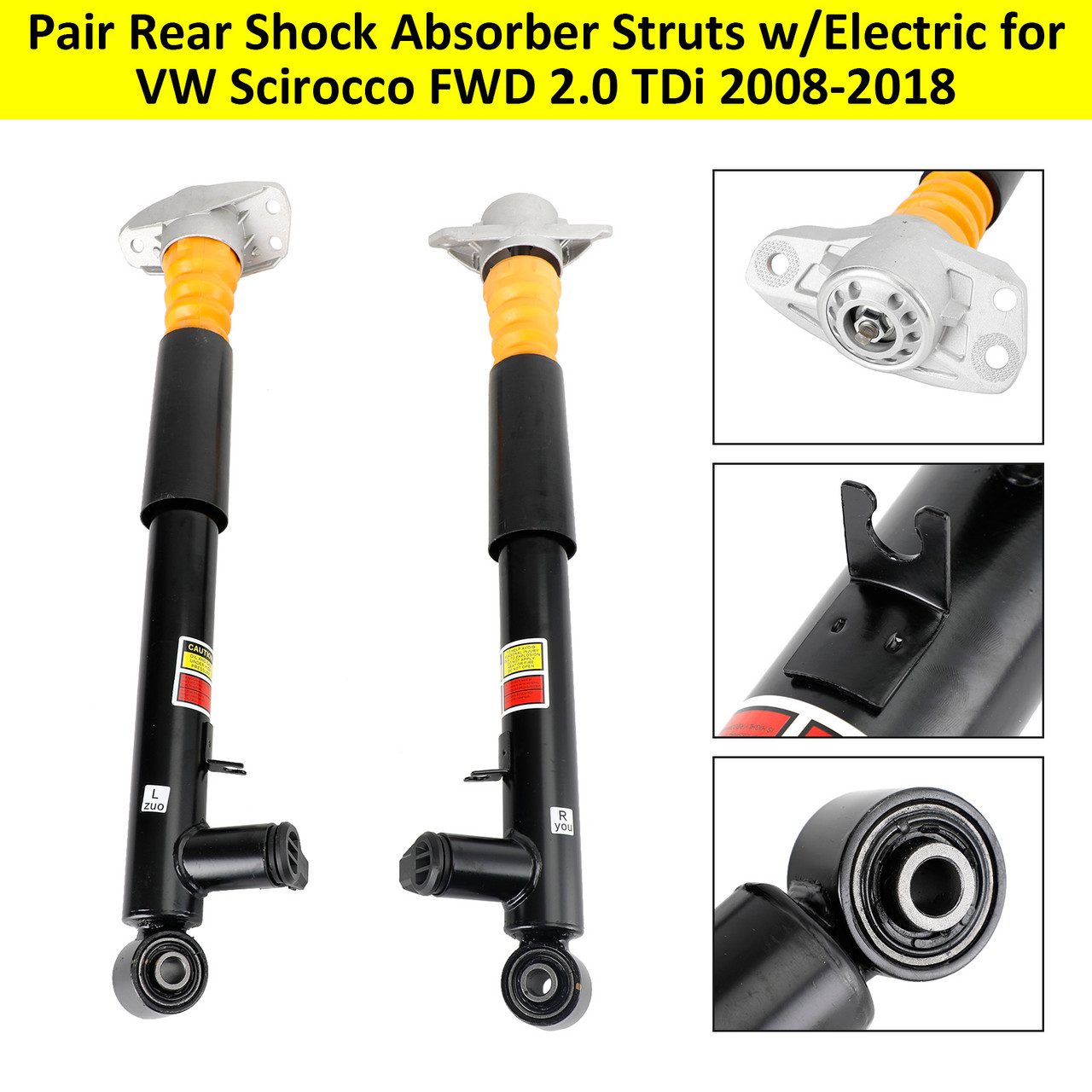 Pair Rear Shock Absorber Struts w/Electric VW Scirocco FWD 2.0 TDi 2008-2018