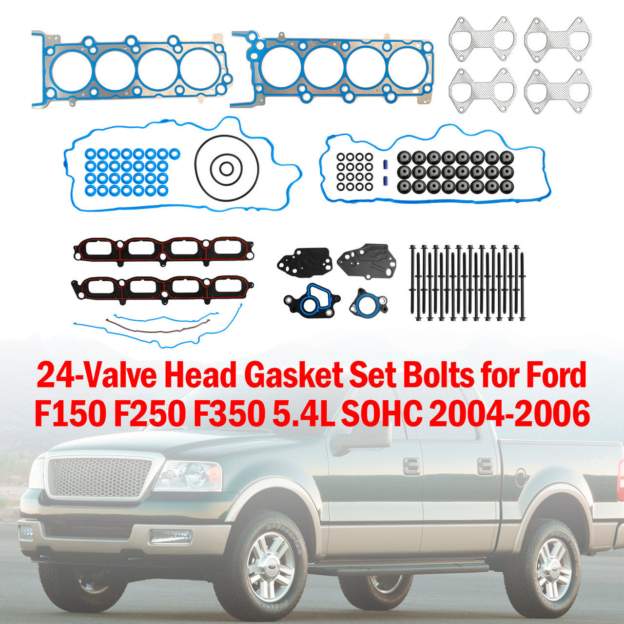 2005-2006 Ford F-350 Super Duty 5.4L 24-Valve Head Gasket Set Bolts