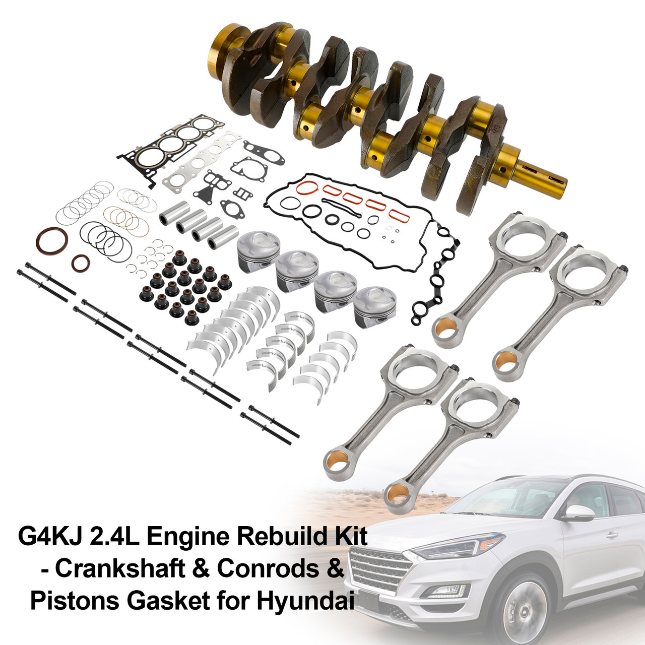 2017-2018 Hyundai Santa Fe Sport 4-Door 2.4L G4KJ 2.4L Engine Rebuild Kit - Crankshaft & Conrods & Pistons Gasket