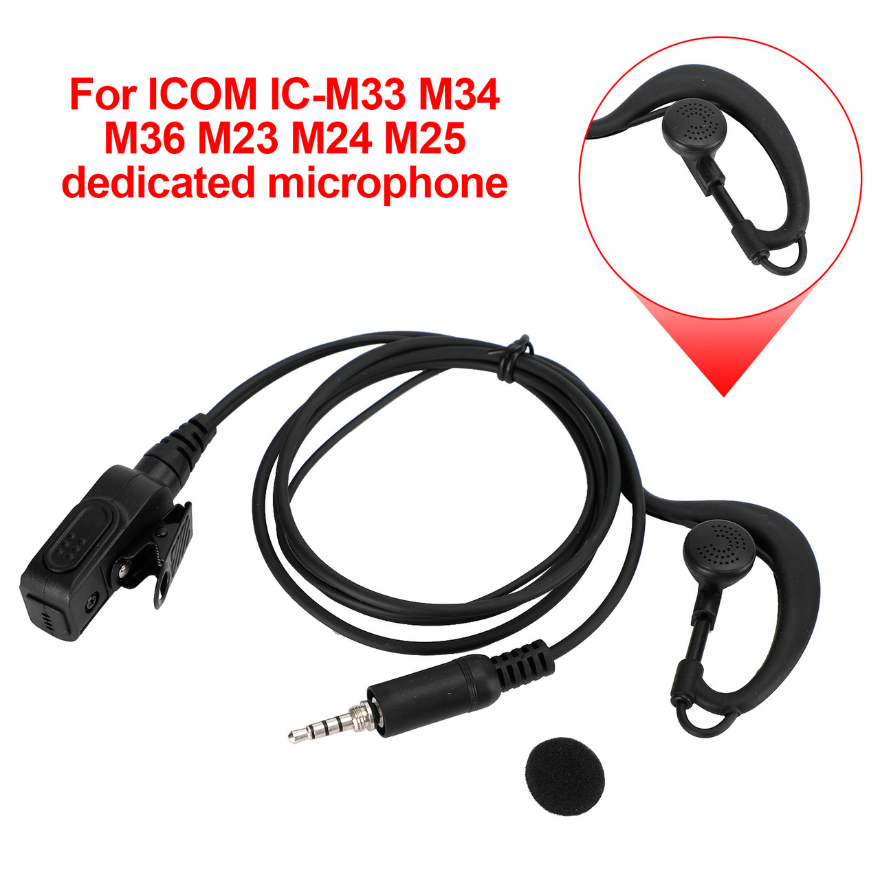 G-Shape Earpiece Headset Oval PTT MIC For ICOM IC-M33 M34 M36 M23 M24 M25 RS-35M