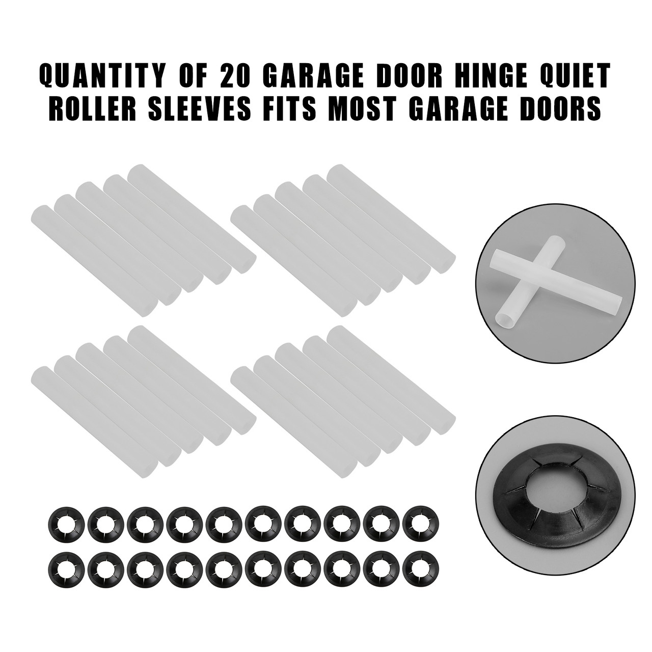 Quantity Of 20 Garage Door Hinge Quiet Roller Sleeves Fits Most Garage Doors