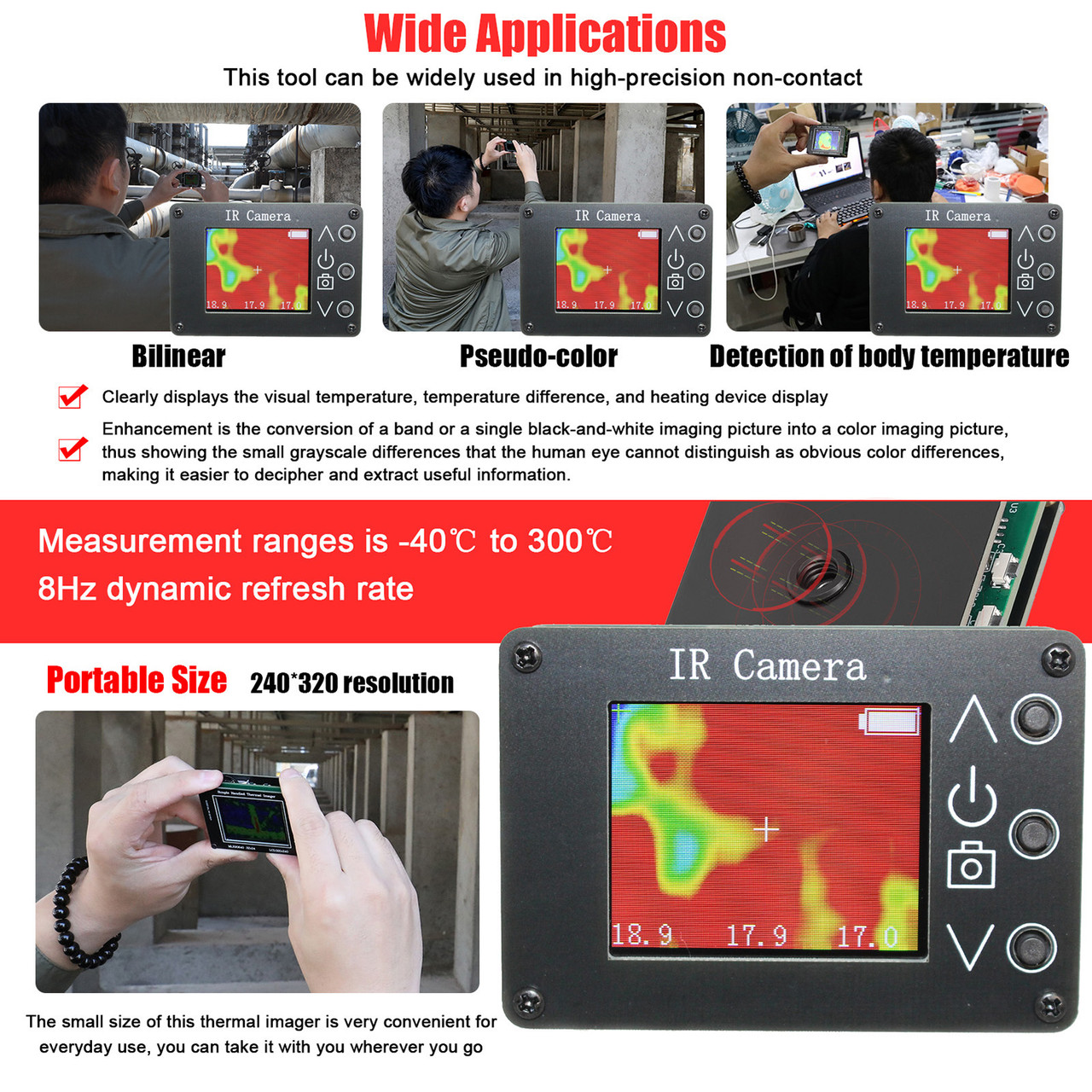 MLX90640 32x24 Digital Infrared Thermal Imager Thermal Imager W/1.8" TFT Display