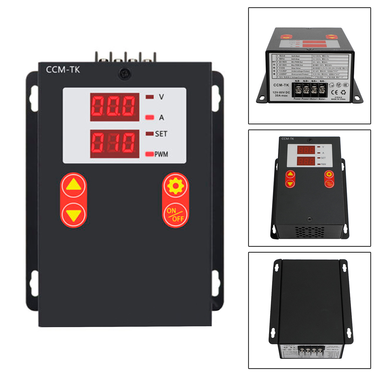 DC 12-80V 30A Digital Display Motor Speed Controller Slow-Start/Stop Control