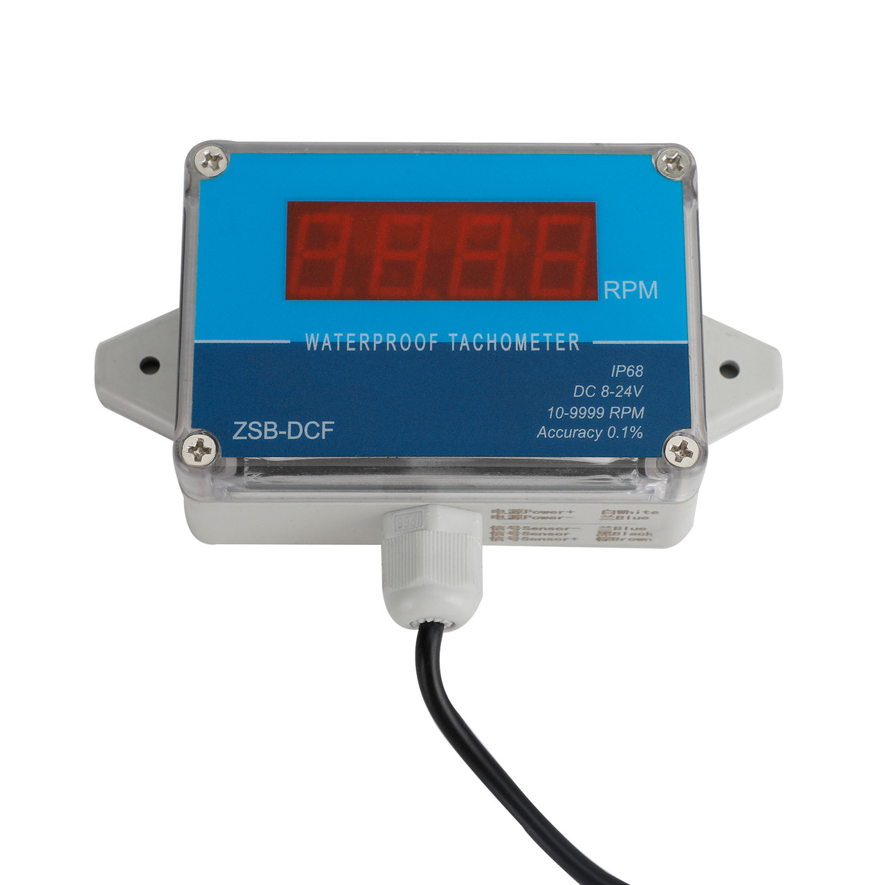 DC 8-24V IP68 Waterproof Hall Tachometer Digital LED Motor Speed Meter Tester