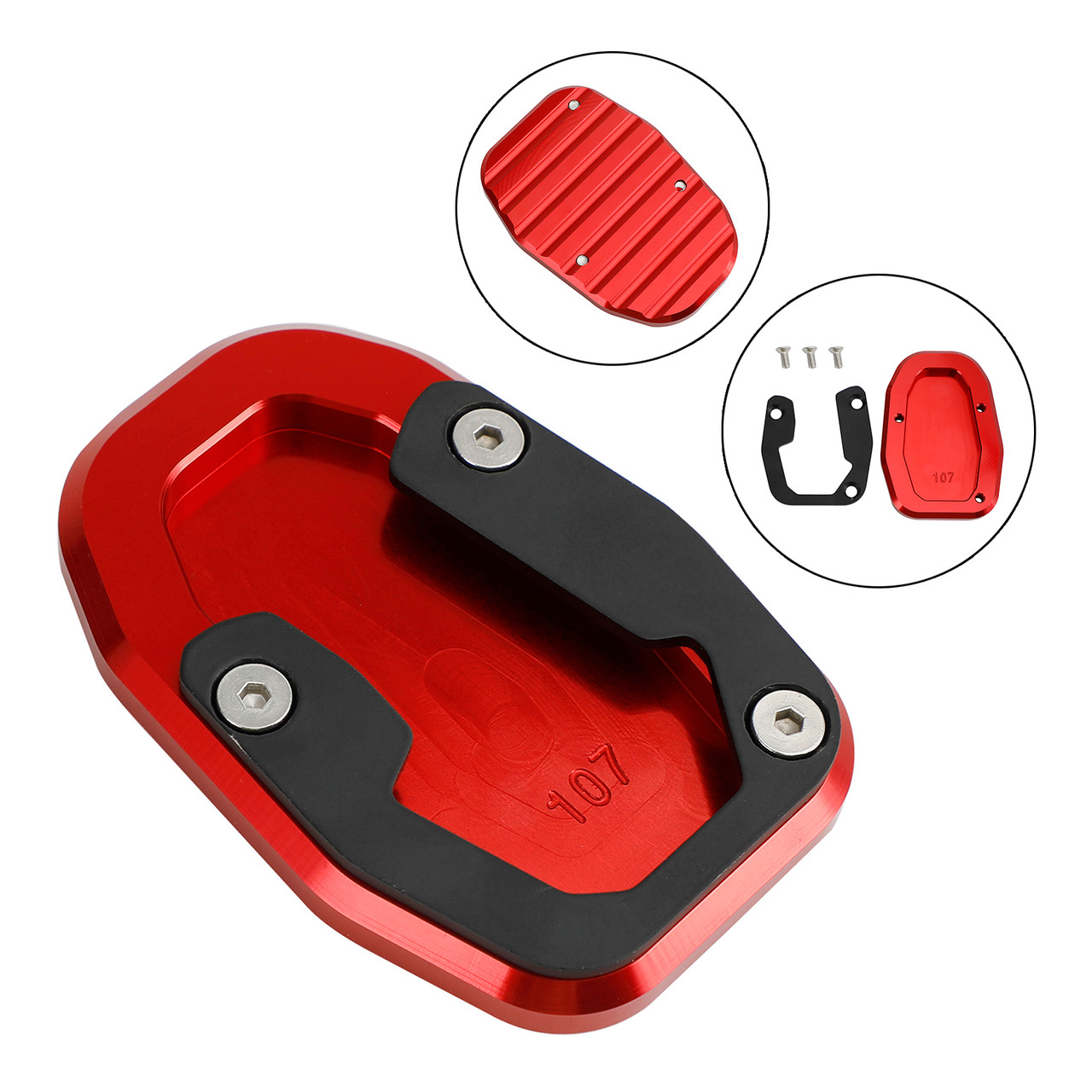 Kickstand Enlarge Plate Pad fit Ducati DESERT X 2022-2023 RED