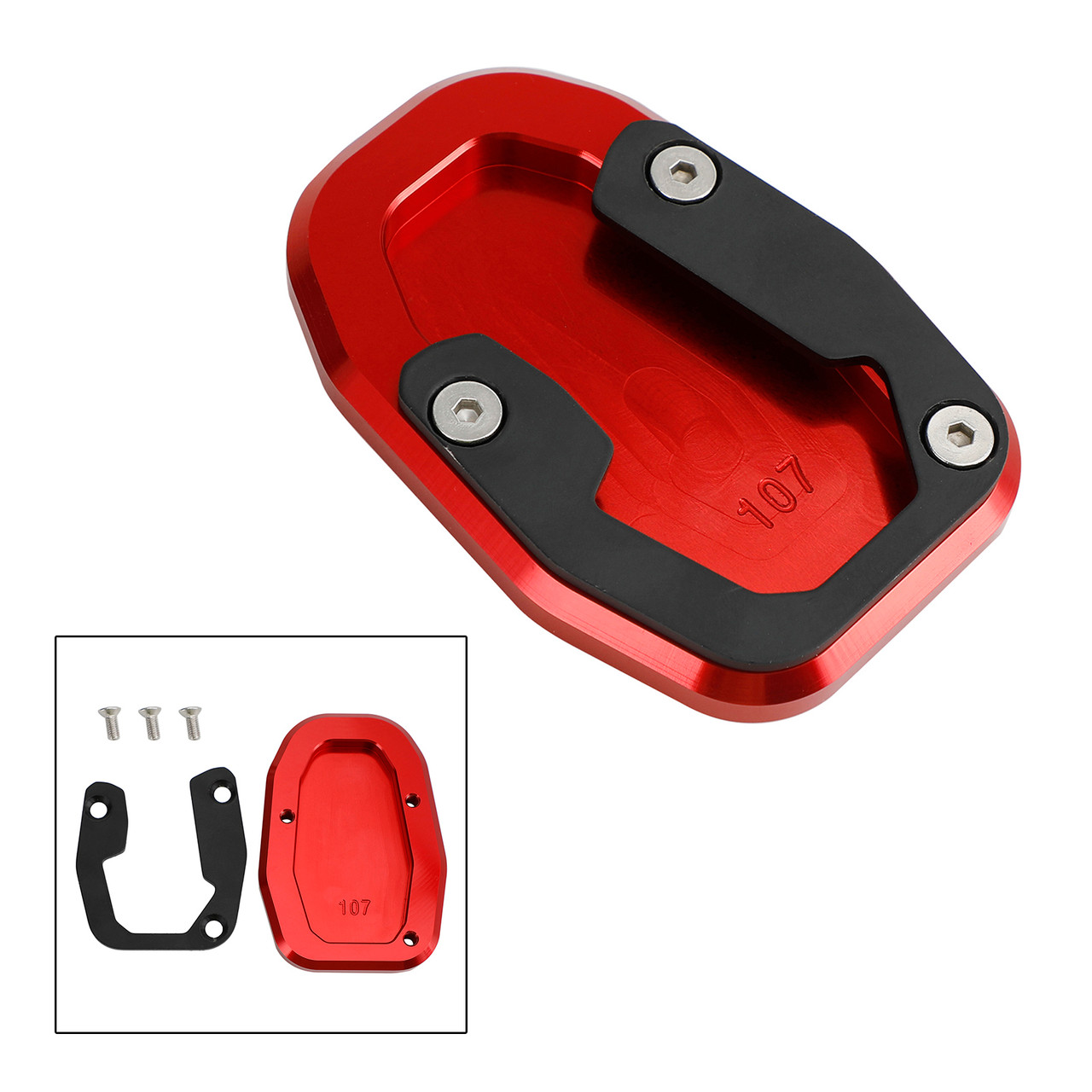 Kickstand Enlarge Plate Pad fit Ducati DESERT X 2022-2023 RED