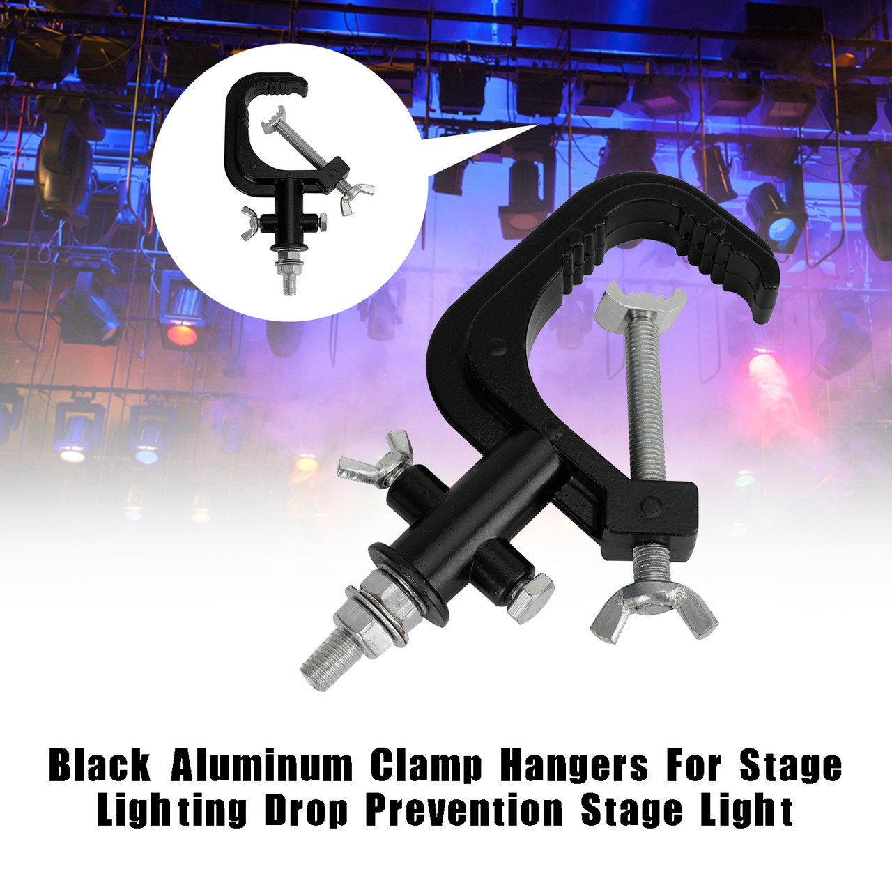 Black Aluminum Clamp Hangers Stage Lighting Drop Prevention Stage Light