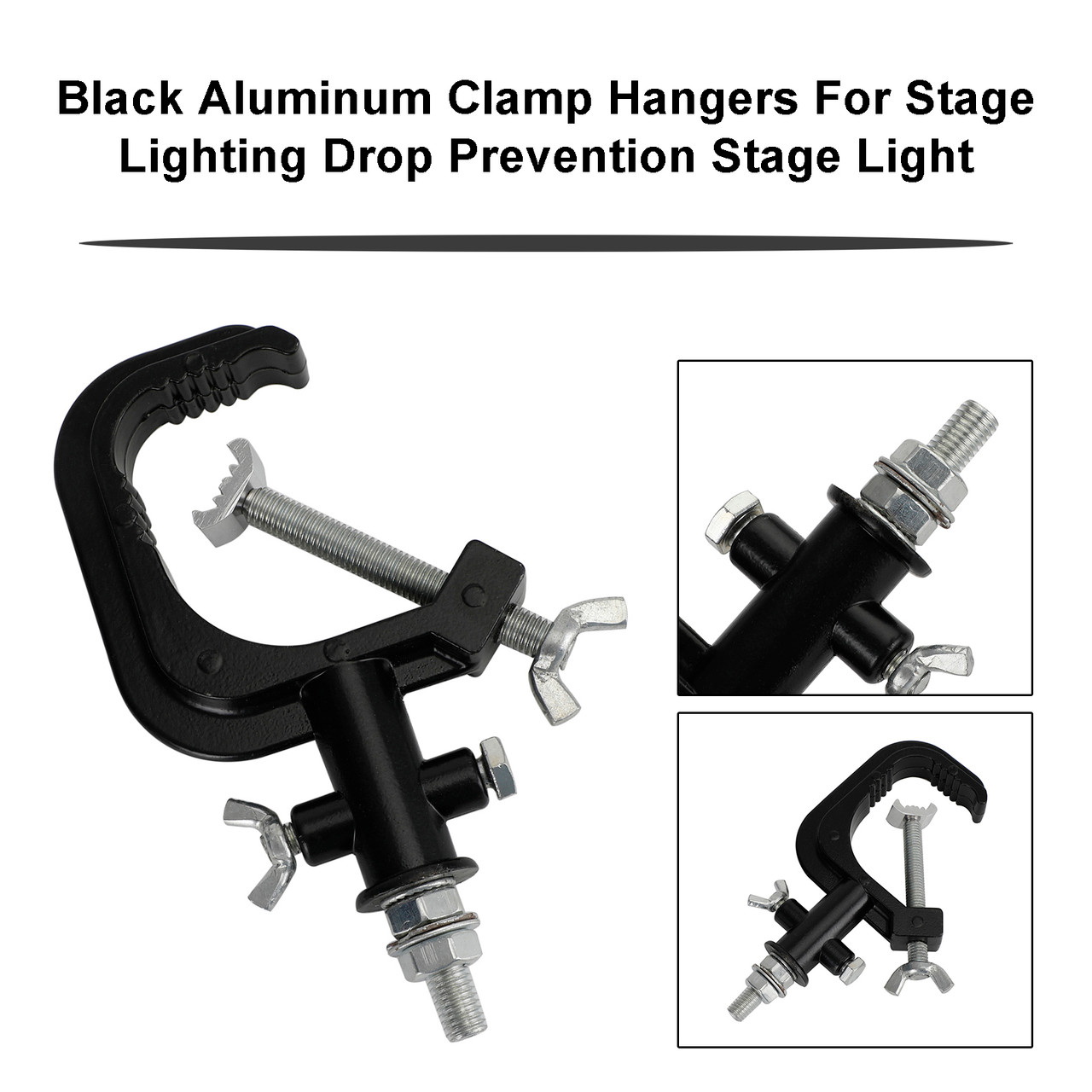 Black Aluminum Clamp Hangers Stage Lighting Drop Prevention Stage Light