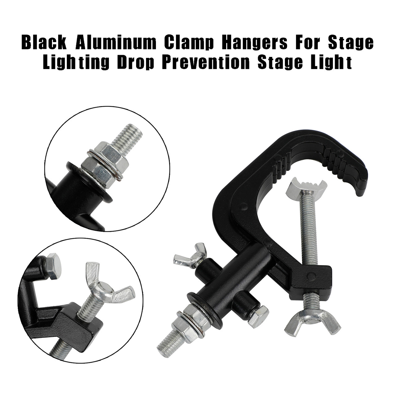 Black Aluminum Clamp Hangers Stage Lighting Drop Prevention Stage Light