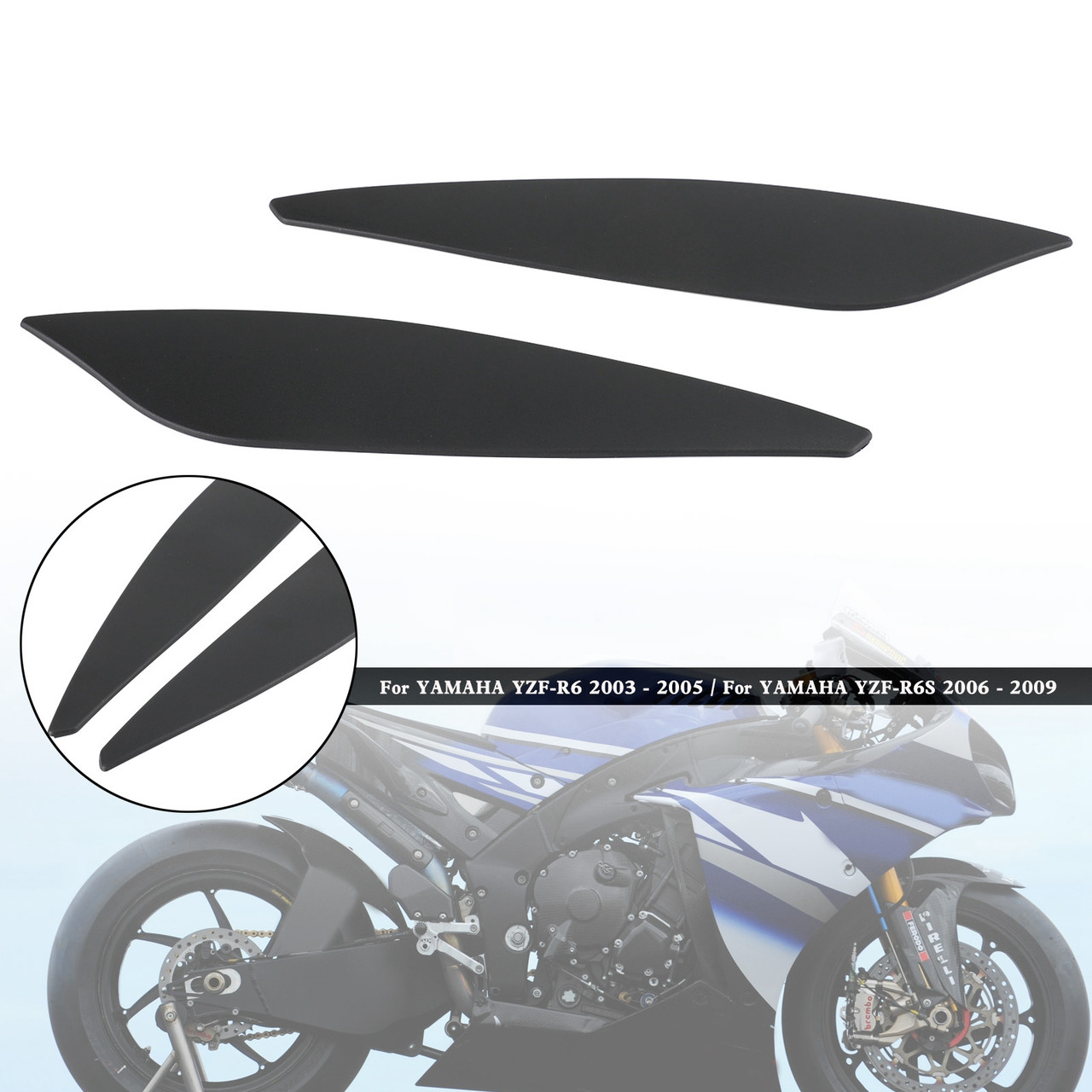 Gas Tank Side Trim Cover Panel Fairing Cowl Yamaha YZF R6 03-05 R6S 06-09