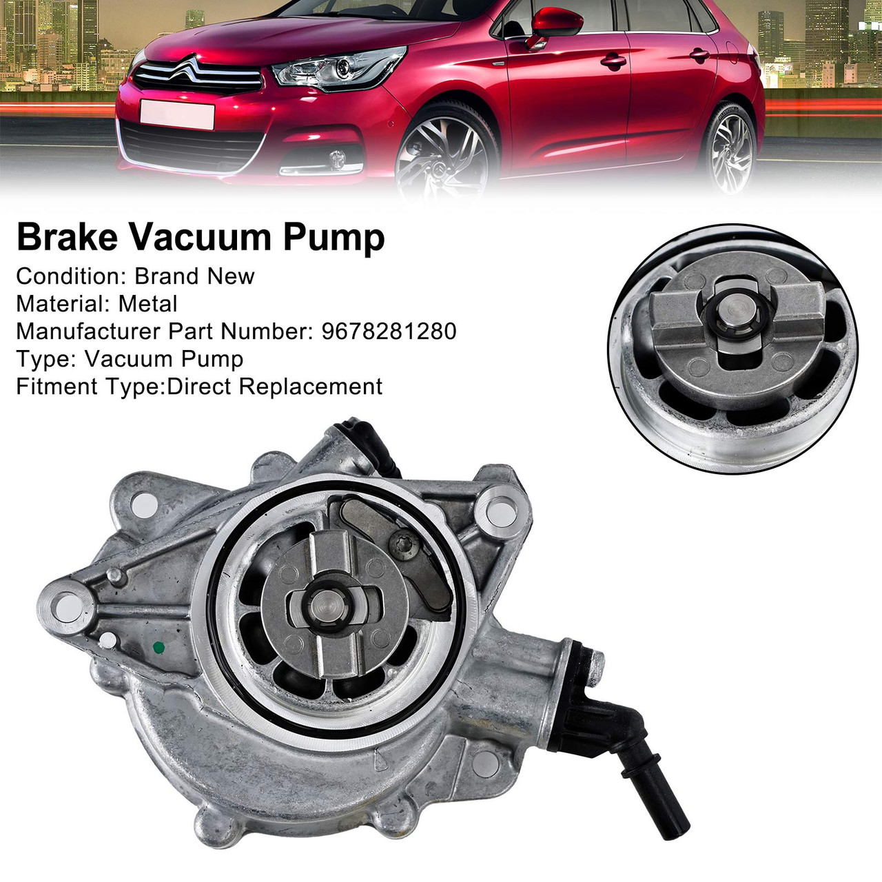 Brake Vacuum Pump 456583 For Citroen C4 /Peugeot 208 3008 5008 RCZ 1.6THP