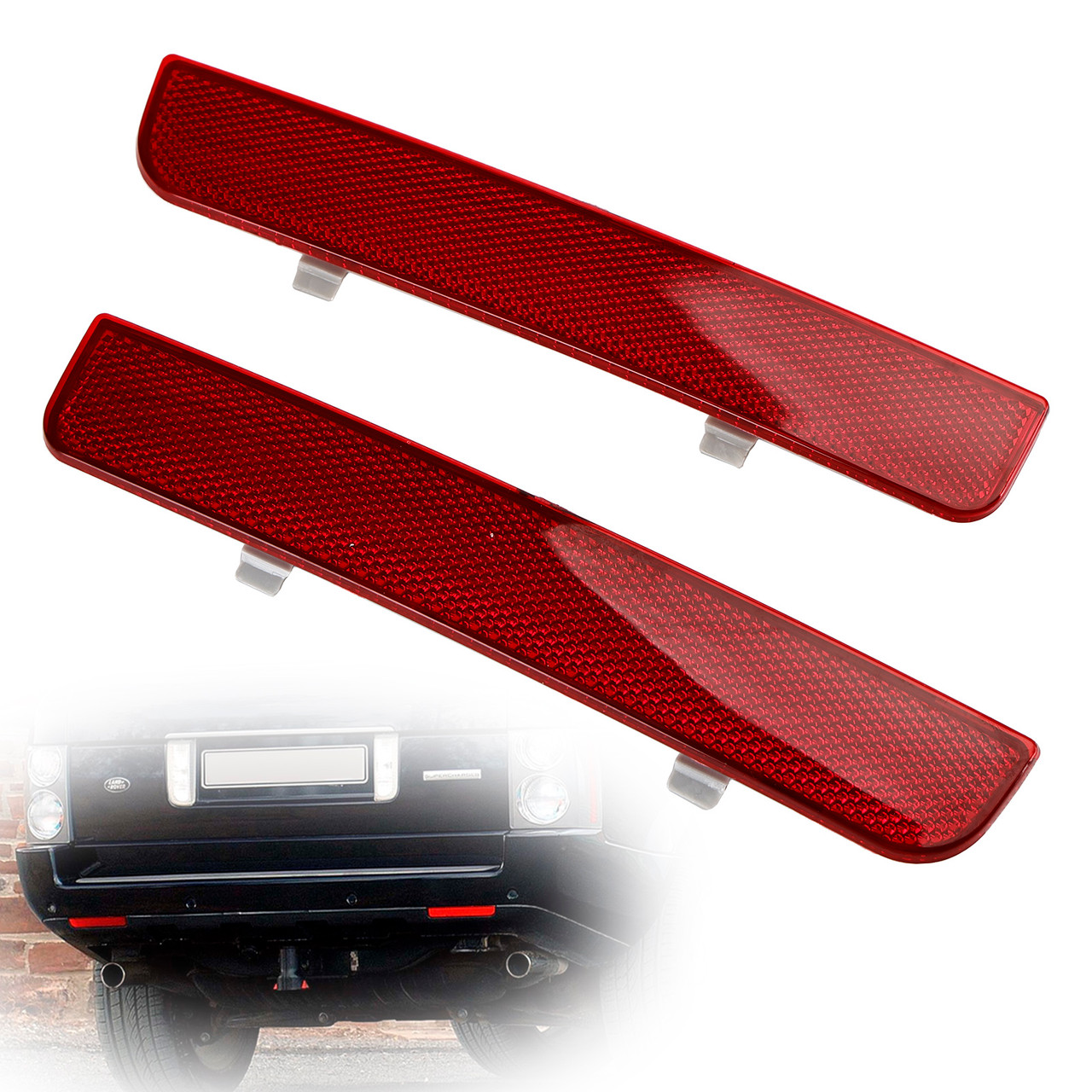 2x Red Rear Bumper Reflector Stop Brake Light For Range Rover L322 Freelander 2