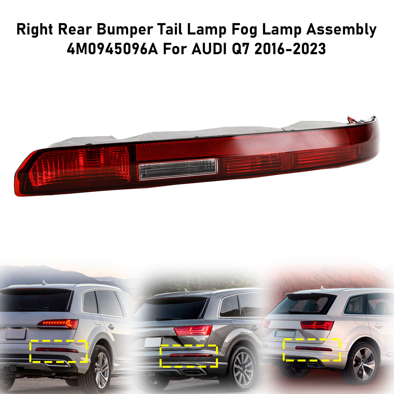 Right Rear Bumper Tail Lamp Fog Lamp Assembly 4M0945096A For AUDI Q7 2016-2023