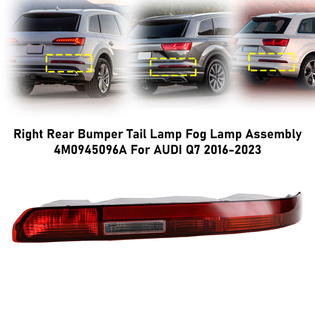 Right Rear Bumper Tail Lamp Fog Lamp Assembly 4M0945096 For AUDI Q7 2016-2023