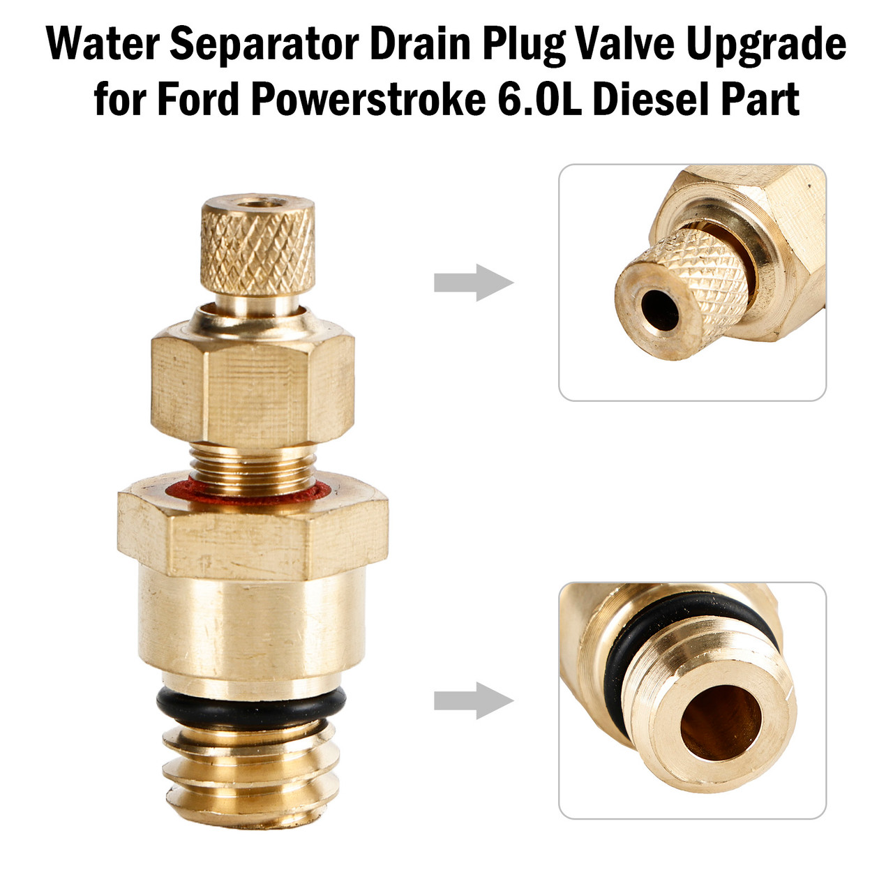 Water Separator Drain Plug Valve Upgrade for Ford Powerstroke 6.0L Diesel Part