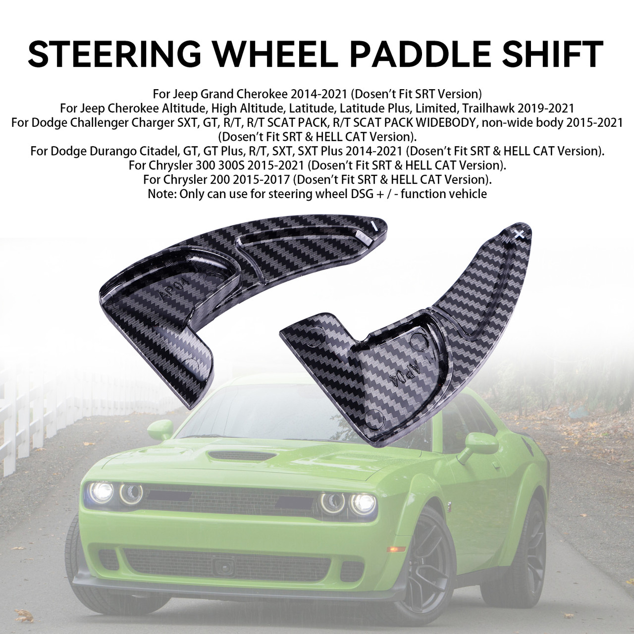 Steering Wheel Shift Paddle Extended Shifter Trim fit Dodge Challenger Charger