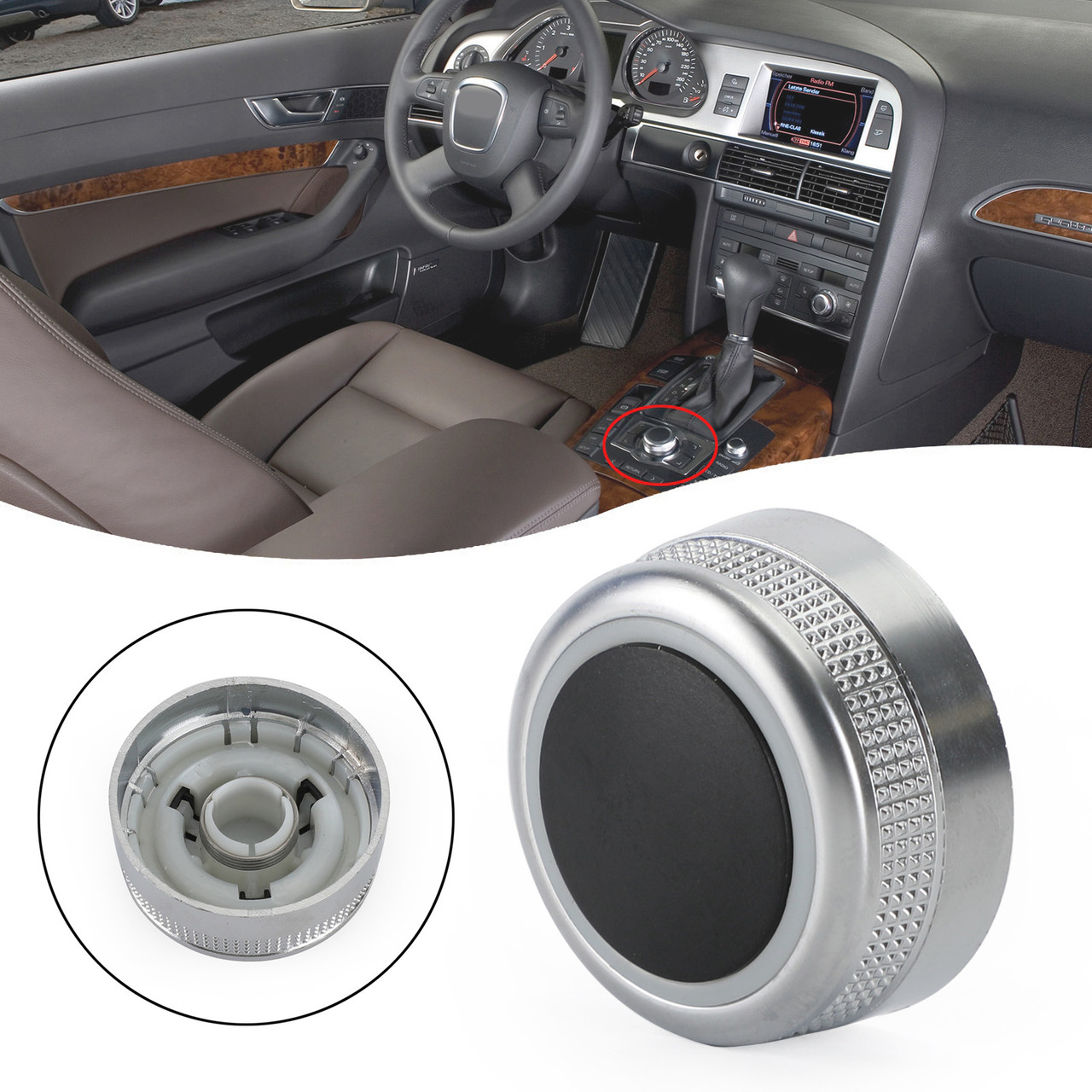MMI Multimedia Menu Button Switch Knob Cover For Audi A6 C6 A8 D3