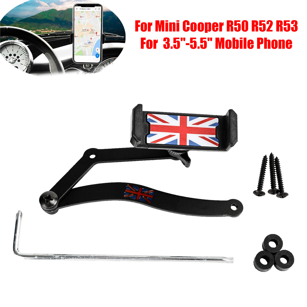 360¡ãRotation Car Mobile Phone Holder Mount for Mini Cooper R50 R52 R53 Red