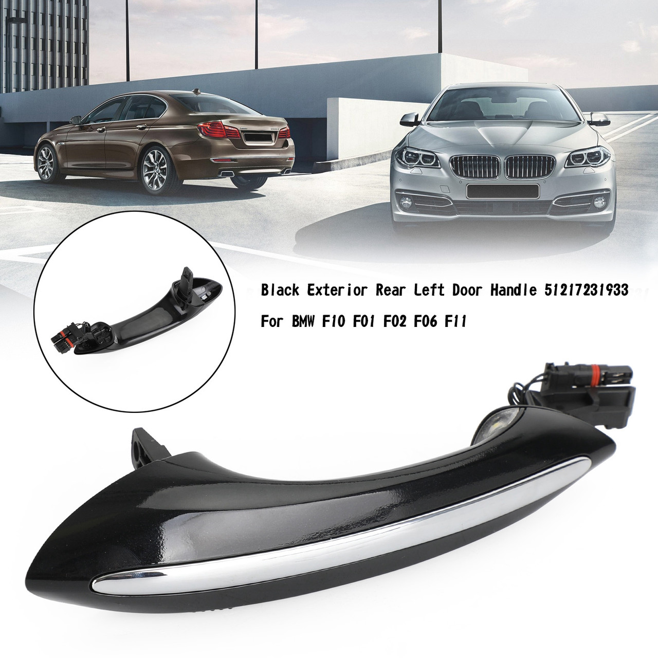 Black Exterior Rear Left Door Handle 51217231933 For BMW F10 F01