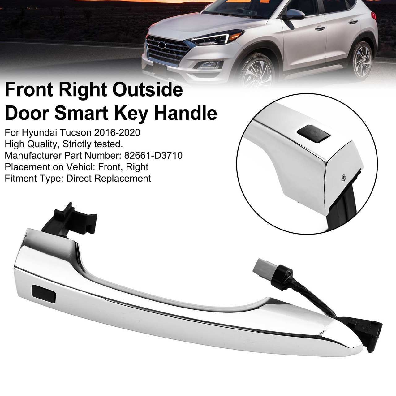 Front Right Outside Door Smart Key Handle 82661D3710 For Hyundai Tucson 2016-2020