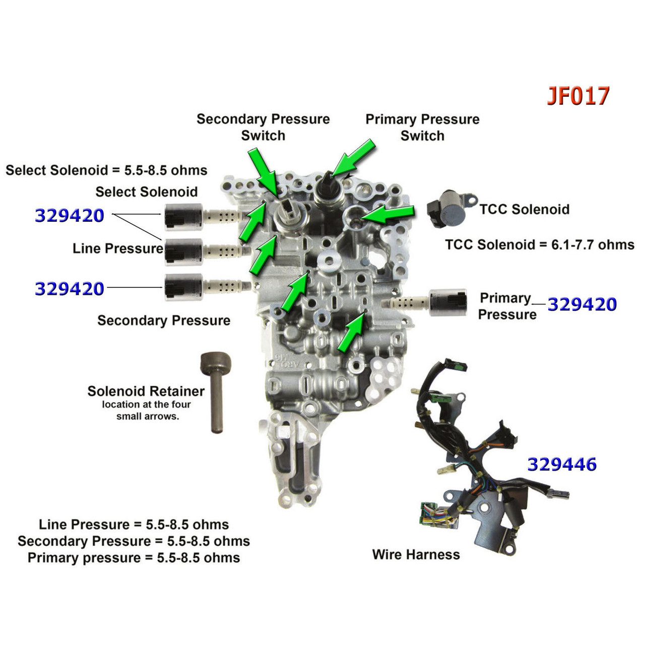 JF016E JF017E CVT Transmission Solenoids Kit For Infiniti JX35 Nissan