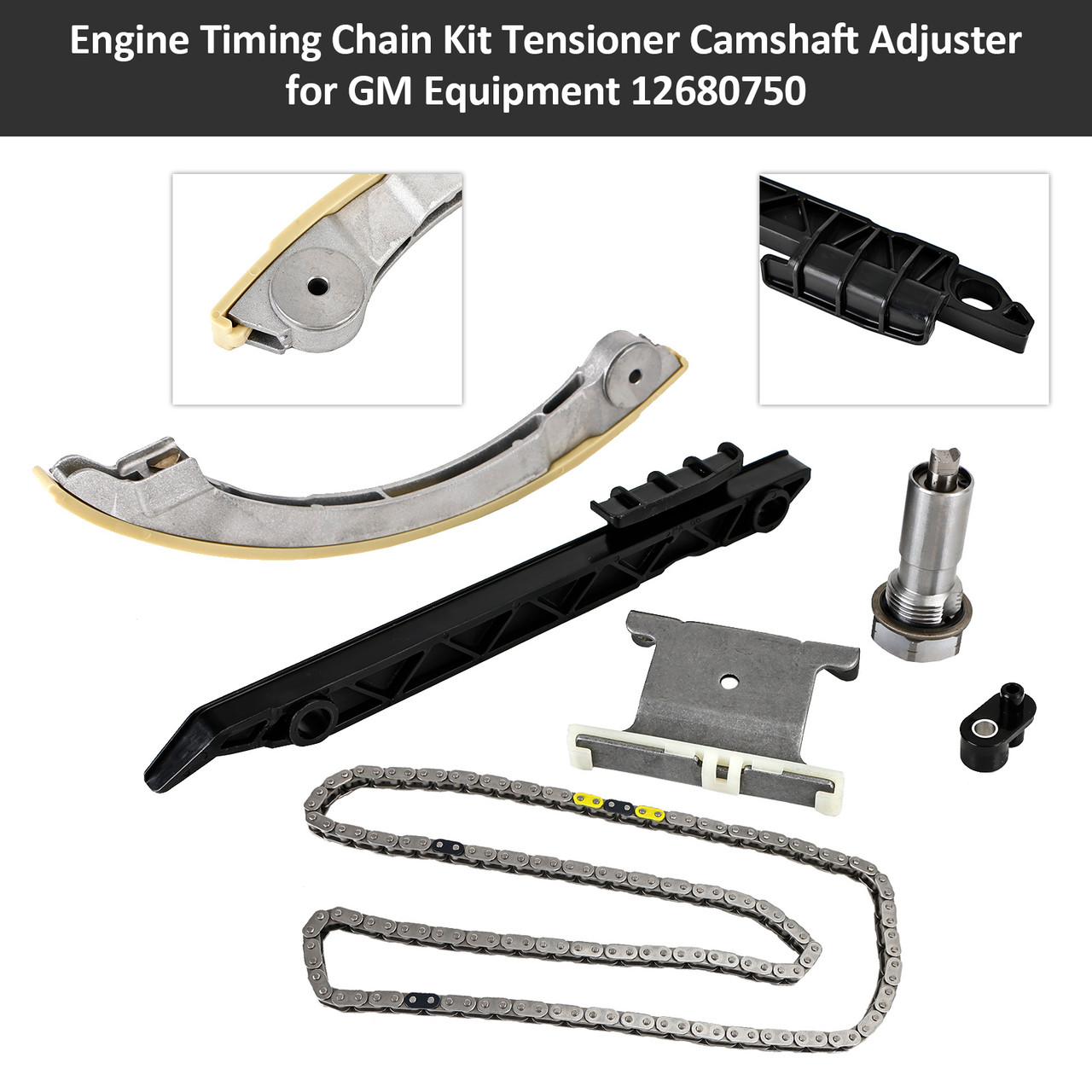 Engine Timing Chain Kit Tensioner Camshaft Adjuster for GM Equipment 12680750