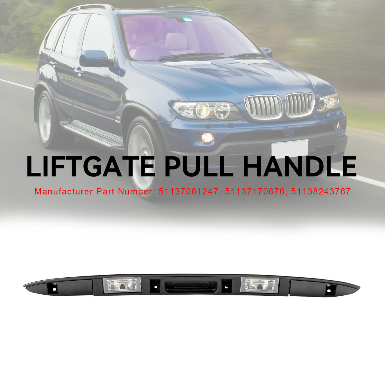 Trunk Lid Licence Plate Grip With Key Button 51137170676 Fit BMW