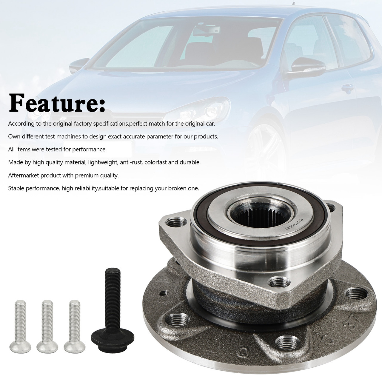 Front Wheel Bearing Hub w/3 Holes 1K0498621 For Audi A3 VW Caddy MK3 Golf 5/6/7