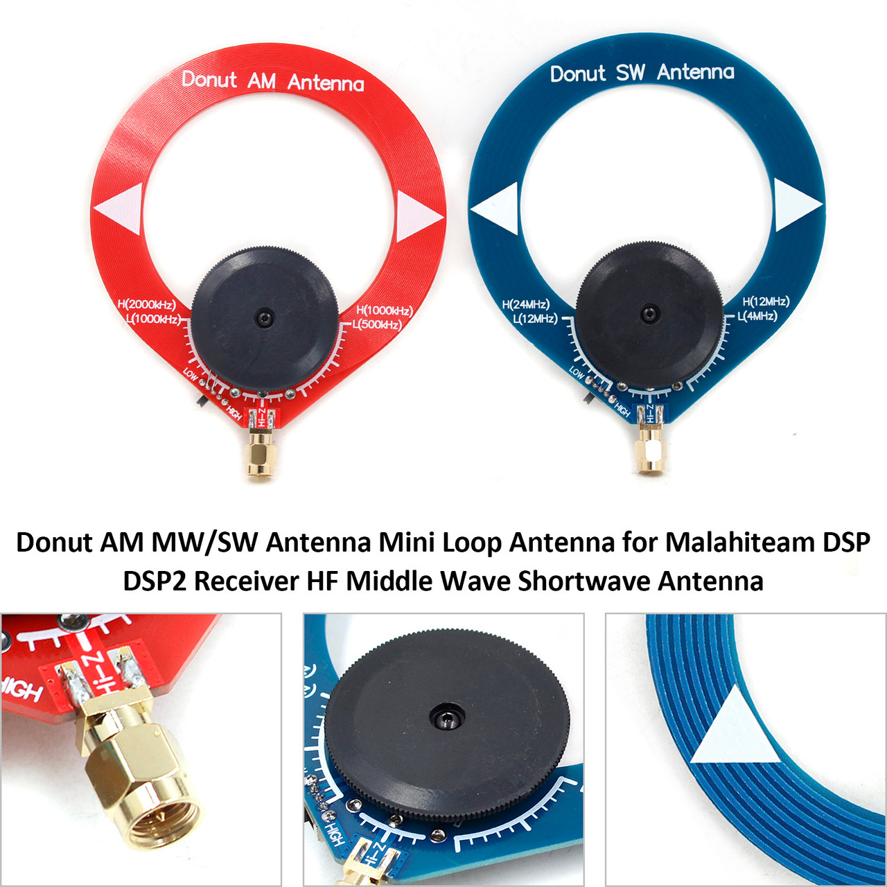 2 PCS Donut VHF UHF FM Mini Loop Antenna 400M-470MHz 80M-150MHz SMA Loop Antenna