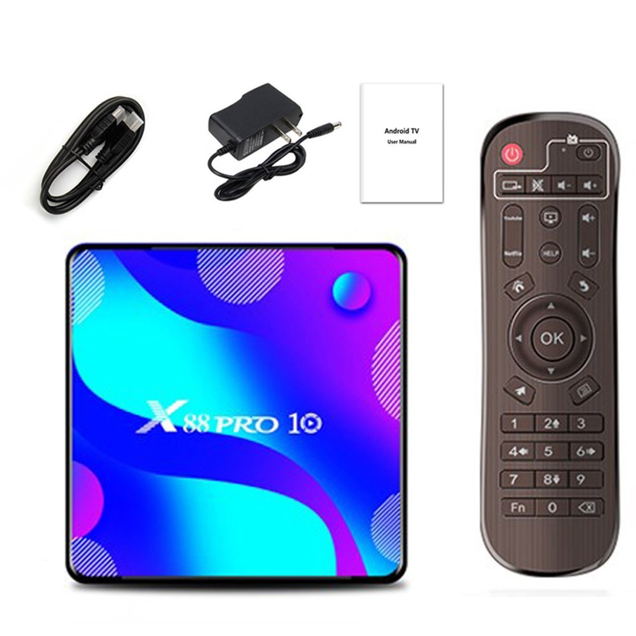 X88 Pro 10 Android 11.0 16G+2G Tv Box 4K Rk3318 Wifi Bt Media Player 100M