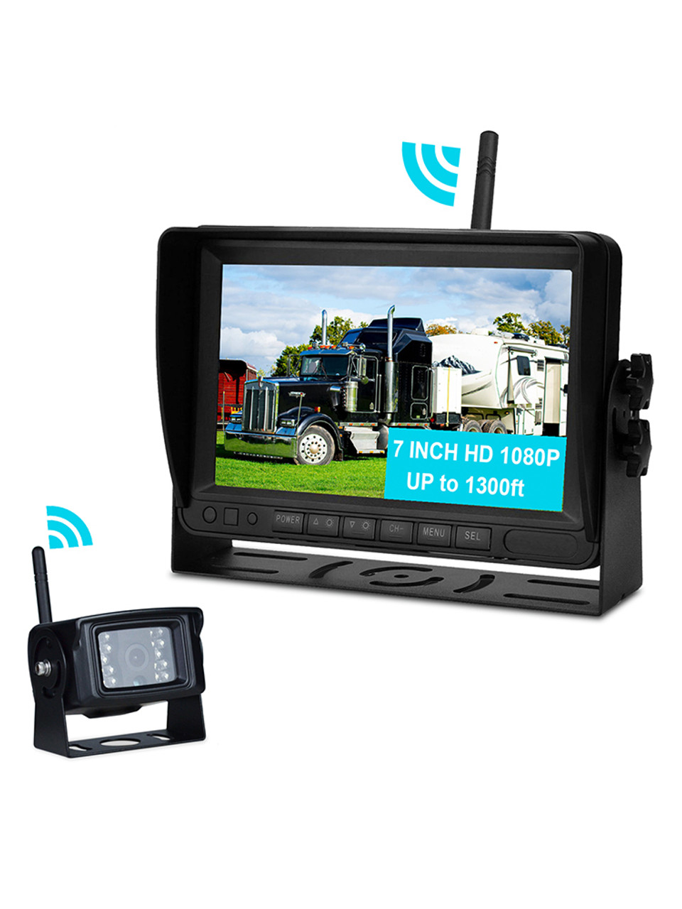 7" Display AHD 1080P Wireless 1CH Rear View Backup Camera Kit for Truck Trailer