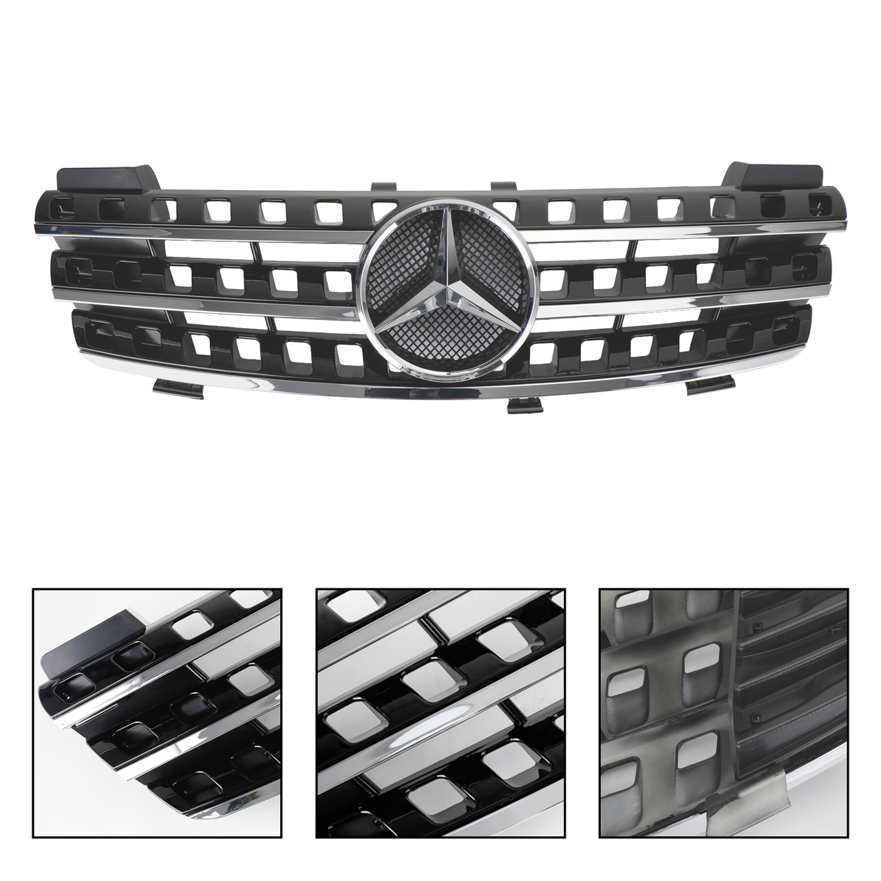 Front Grille Grill Fit Mercedes ML-Class W164 2005-2008 AMG Style Chrome/Black