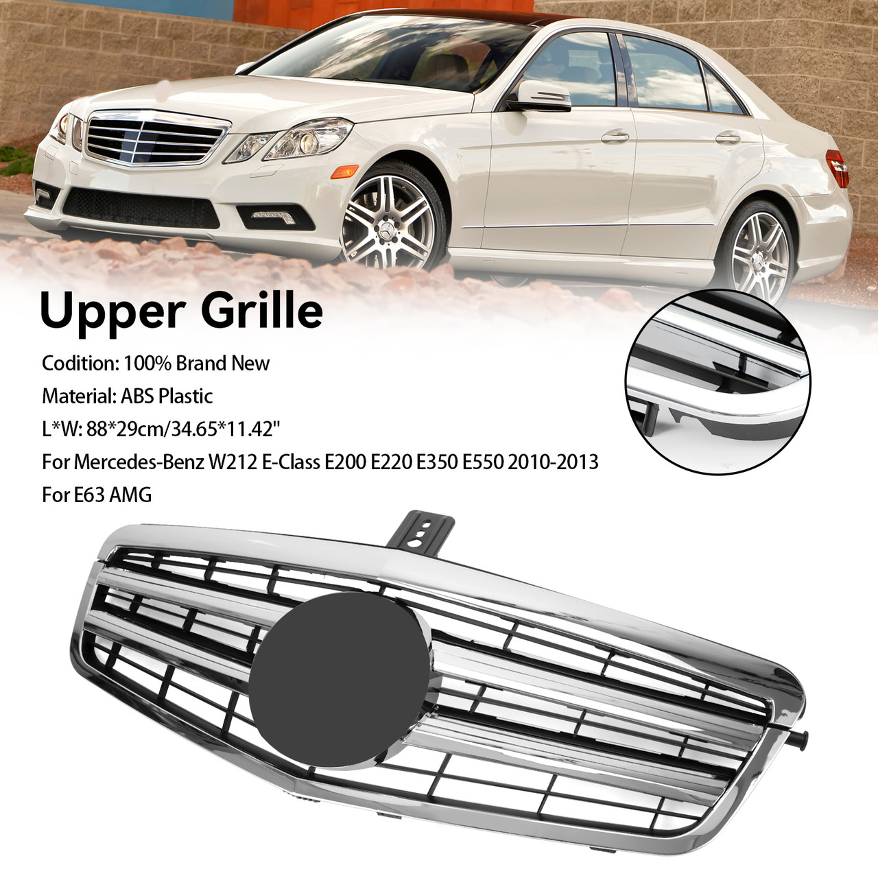 Front Bumper Grille Grill Fit Mercedes-Benz W212 E Class E350 E550 2010-2013