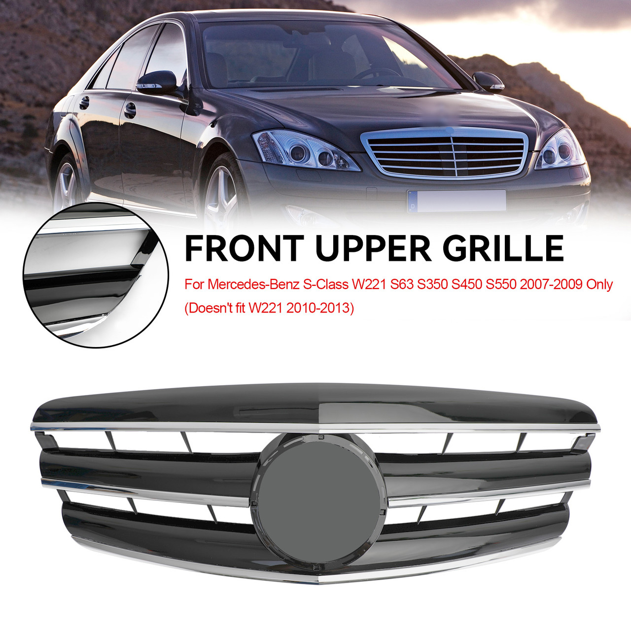 AMG Style Grille Grill Fit Benz S-Class W221 S63 S350 S450 S550 2007-2009