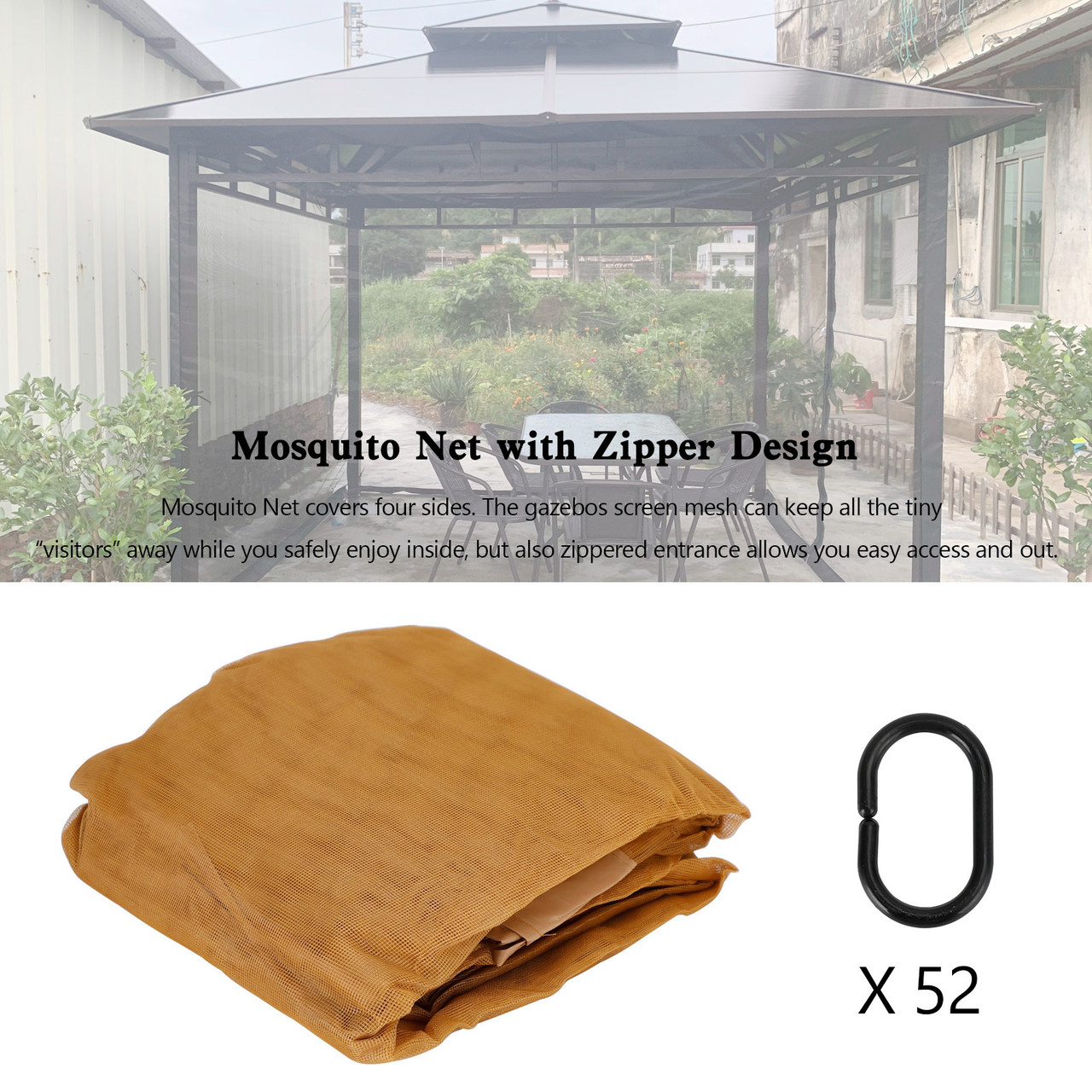 Outdoor Tent Anti-Mosquito Net Four-Corner Garden Courtyard Gazebo Net Cloth