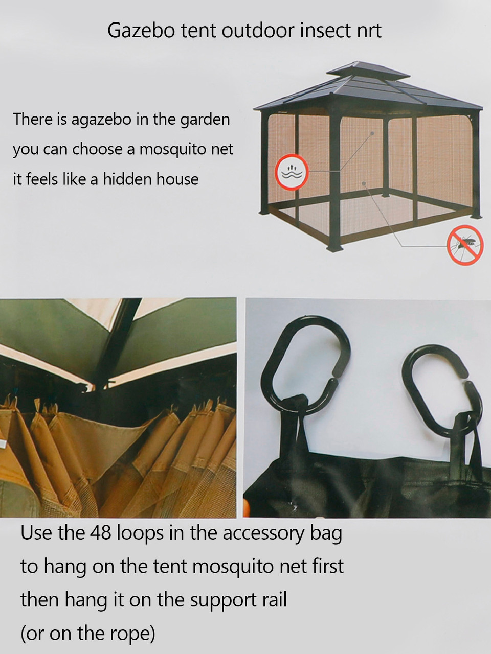 Outdoor Tent Anti-Mosquito Net Four-Corner Garden Courtyard Gazebo Net Cloth