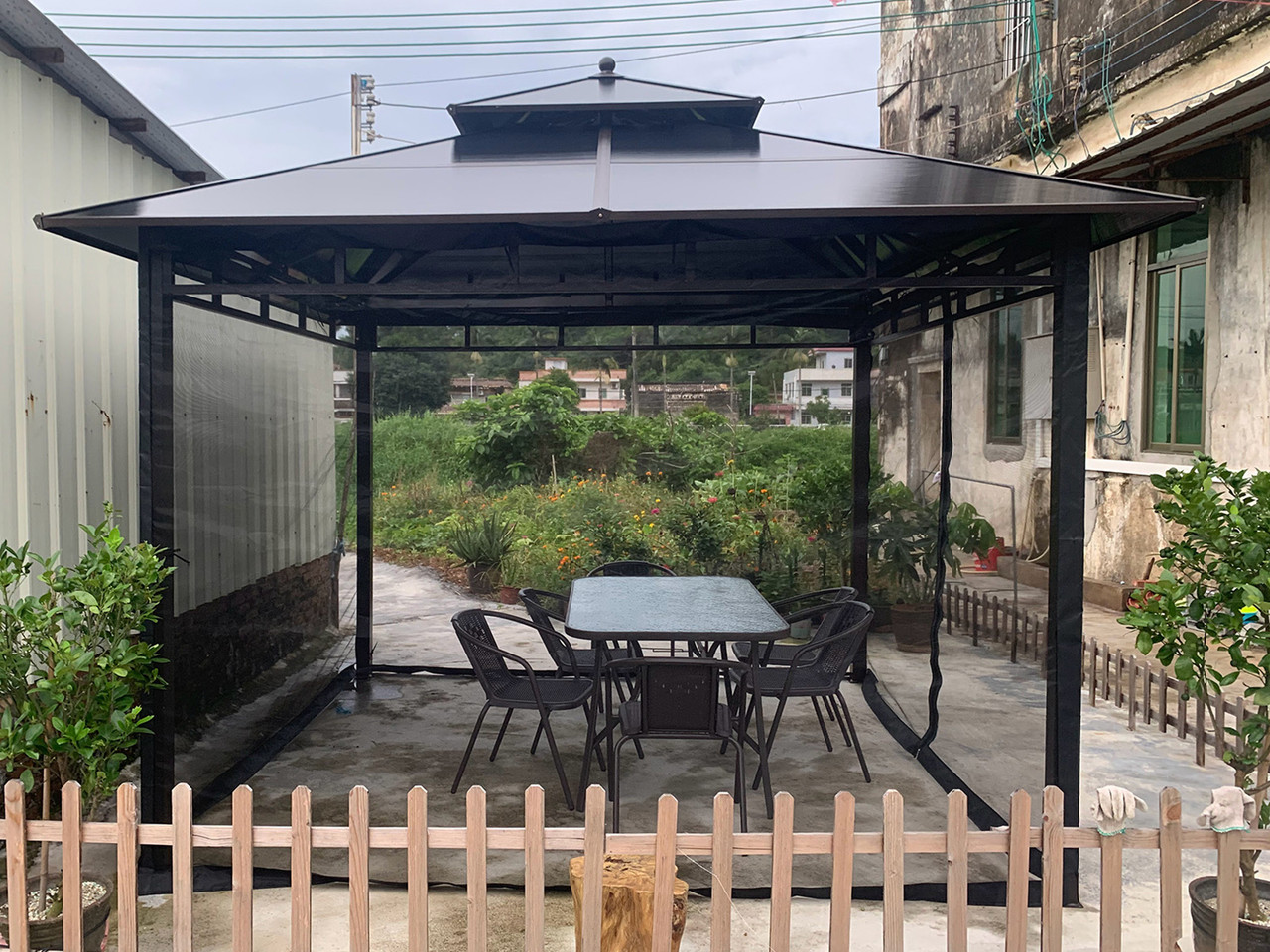 Outdoor Tent Anti-Mosquito Net Four-Corner Garden Courtyard Gazebo Net Cloth