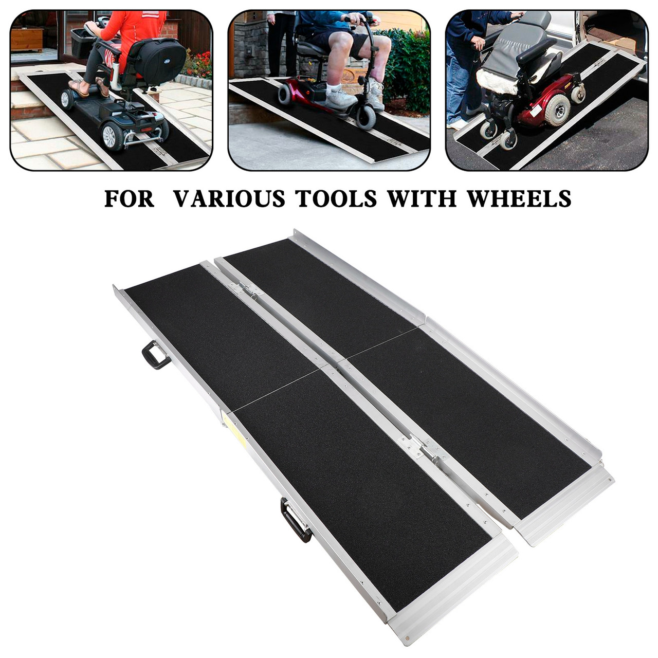5FT Portable Wheelchair Ramp Non Skid Aluminum Foldable Mobility Scooter Ramp