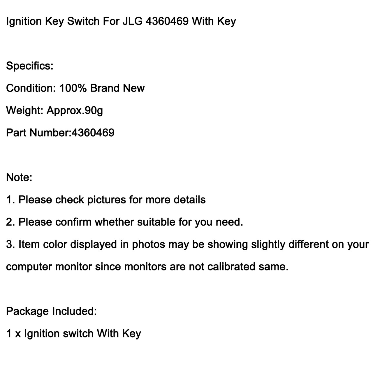 Ignition Key Switch For JLG 4360469 With Key