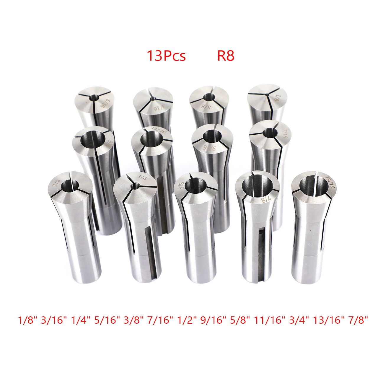 Precision R8 Collet Set 13pc Mill Collets Set篓CCollets For Mill Machine