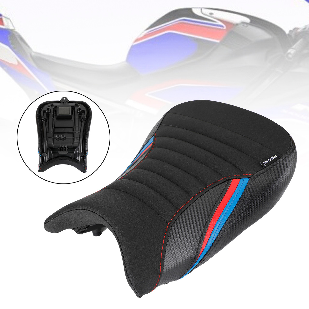 Front Raider Seat Driver Cushion Pu Blue Fit For Bmw S1000Rr 19-22 2020 2021