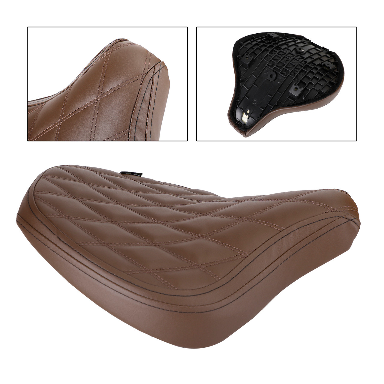 Front Raider Seat Driver Cushion Pu Diamond Brown For Tr Bobber 17-22 2020 2021