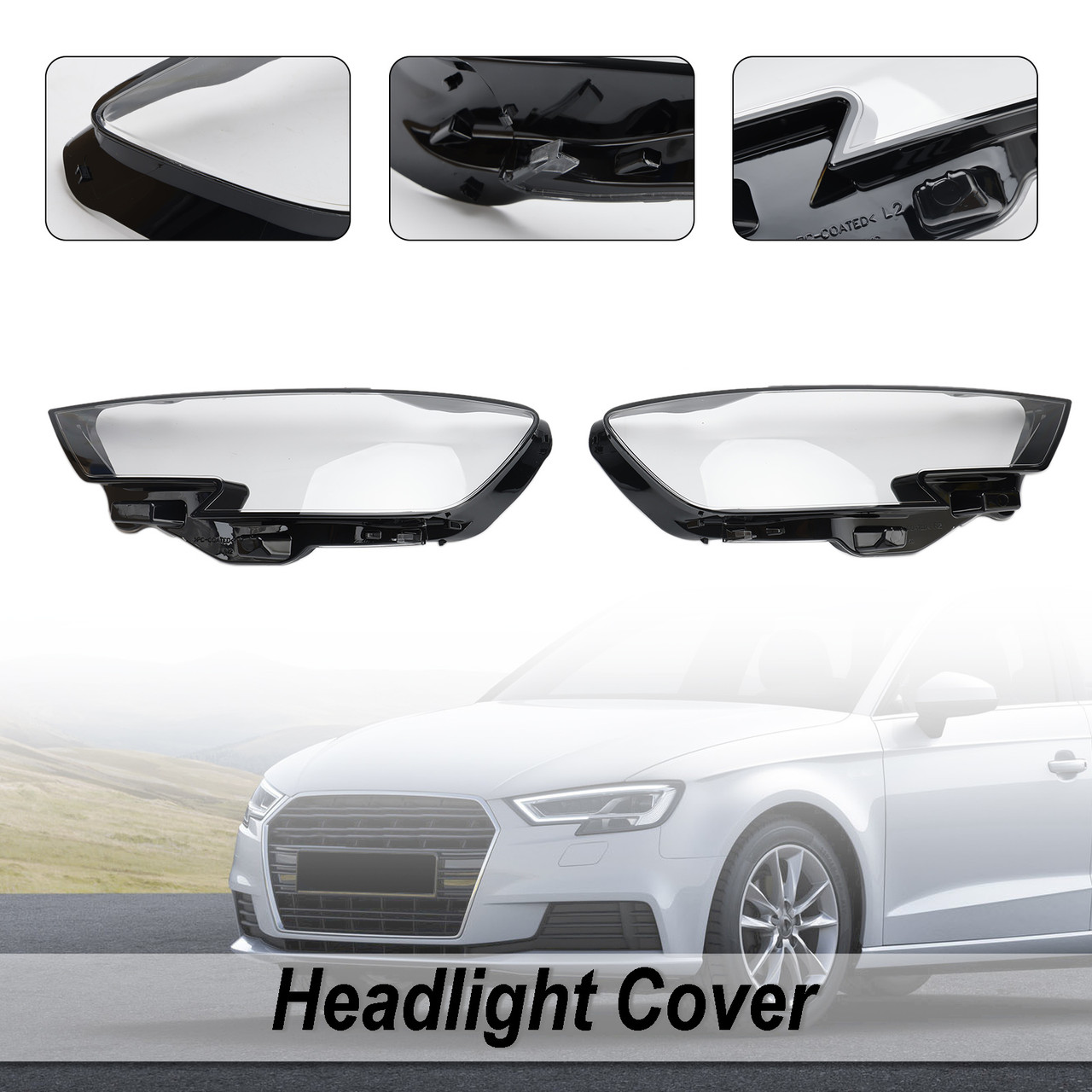 Left +Right Headlight Lens Plastic Cover Shell 8V0941783 84 For Audi A3 2017 - 2020