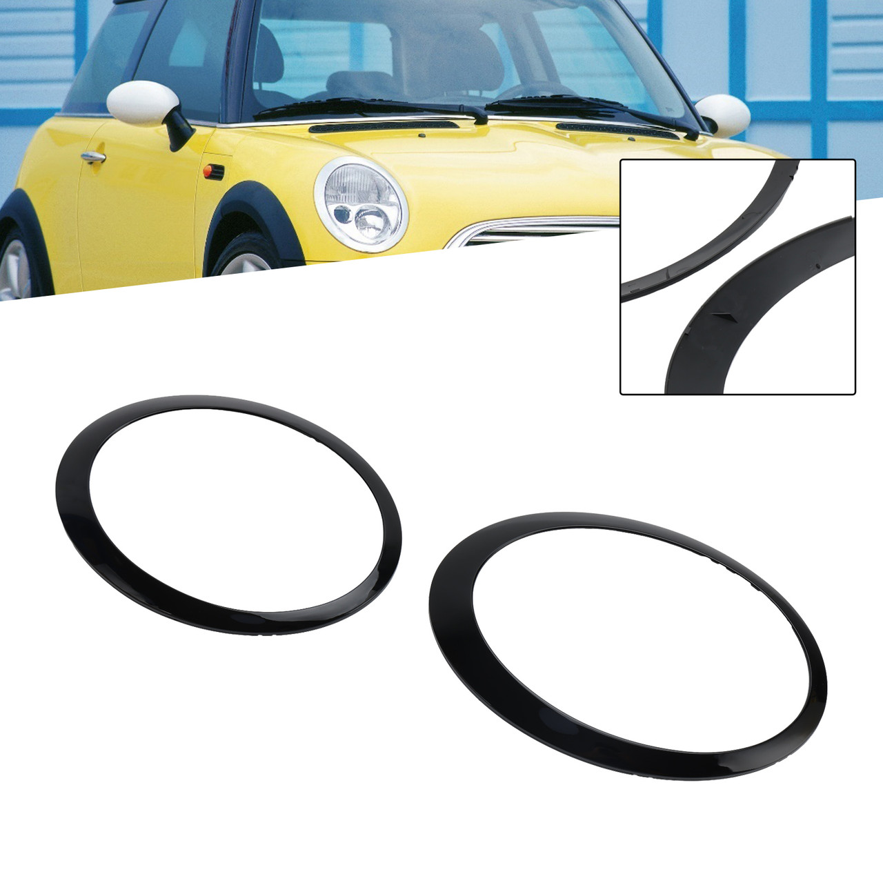 2pcs Headlight Trim Ring For Mini Cooper One R50 R52 R53 2001-2006