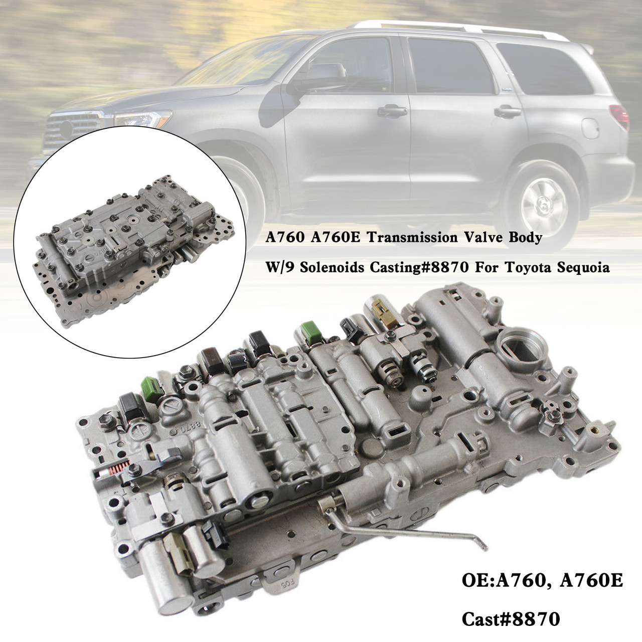 A760 A760E Transmission Valve Body W/9 Solenoids Casting#8870 For