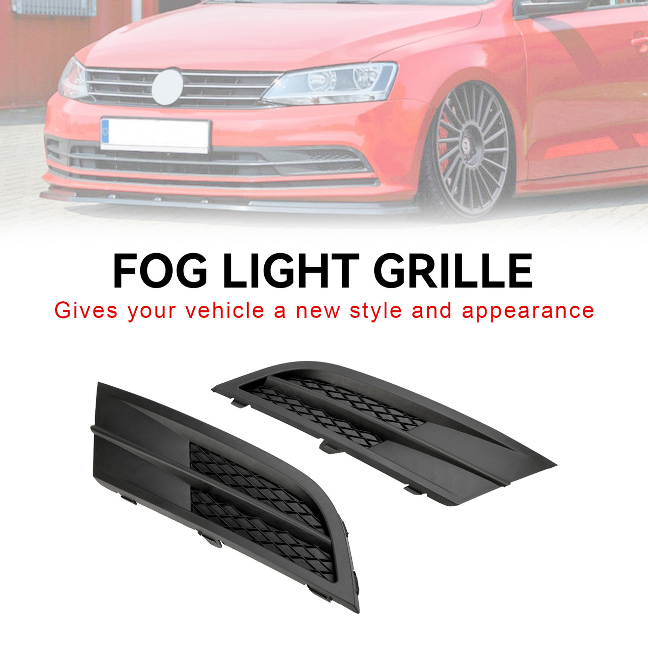 Pair Fog Lamp Cover Grille Grill Fit Volkswagen Jetta 1.4L 2015-2018