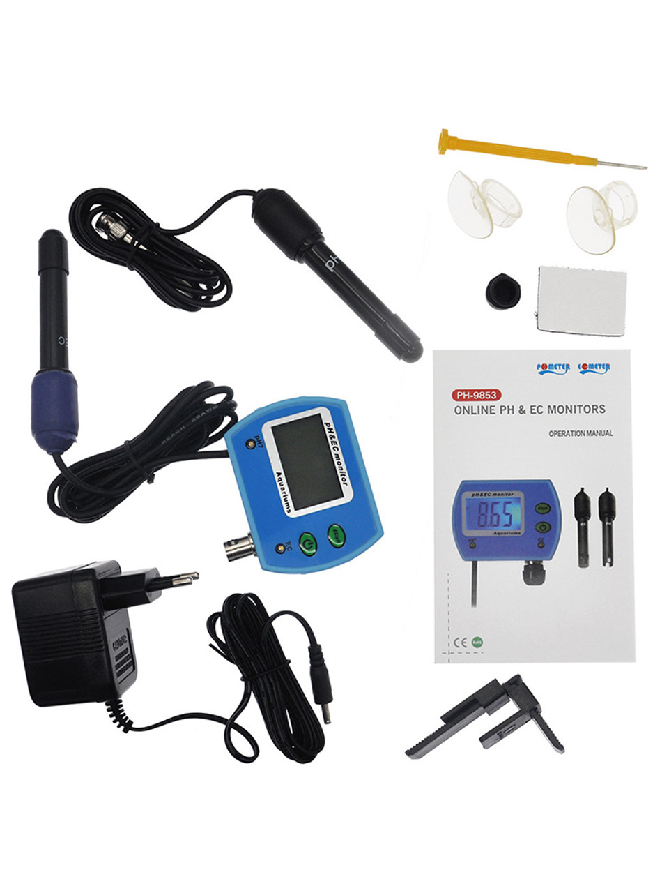 2 In 1 PH/EC Hydroponics Pond Water Detector LCD Digital Water Quality Meter