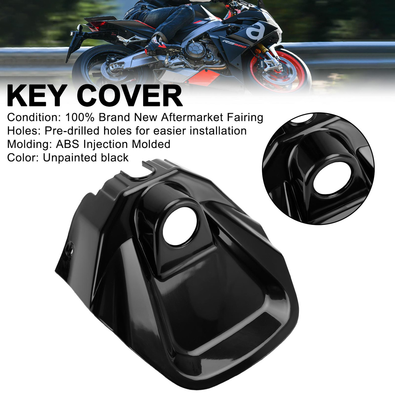 Unpainted ABS Front Key Lock Cowl Trim Cover for Aprilia RS 660 2020-2024