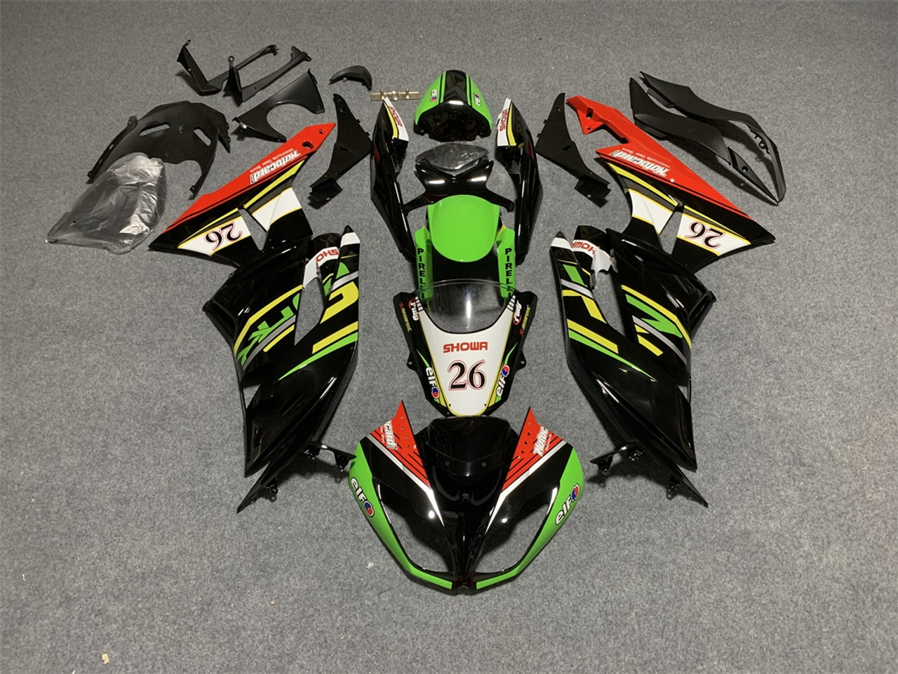 あ 2009-2012 Kawasaki ZX6R 636 Amotopart Fairing Kit Generic